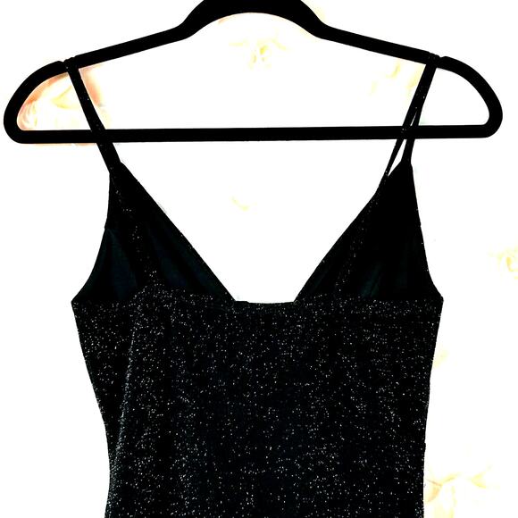 Privy Dress Womens Small Black Asymmetrical Sleeveless V Neck Glittery Ruffled - Picture 9 of 13